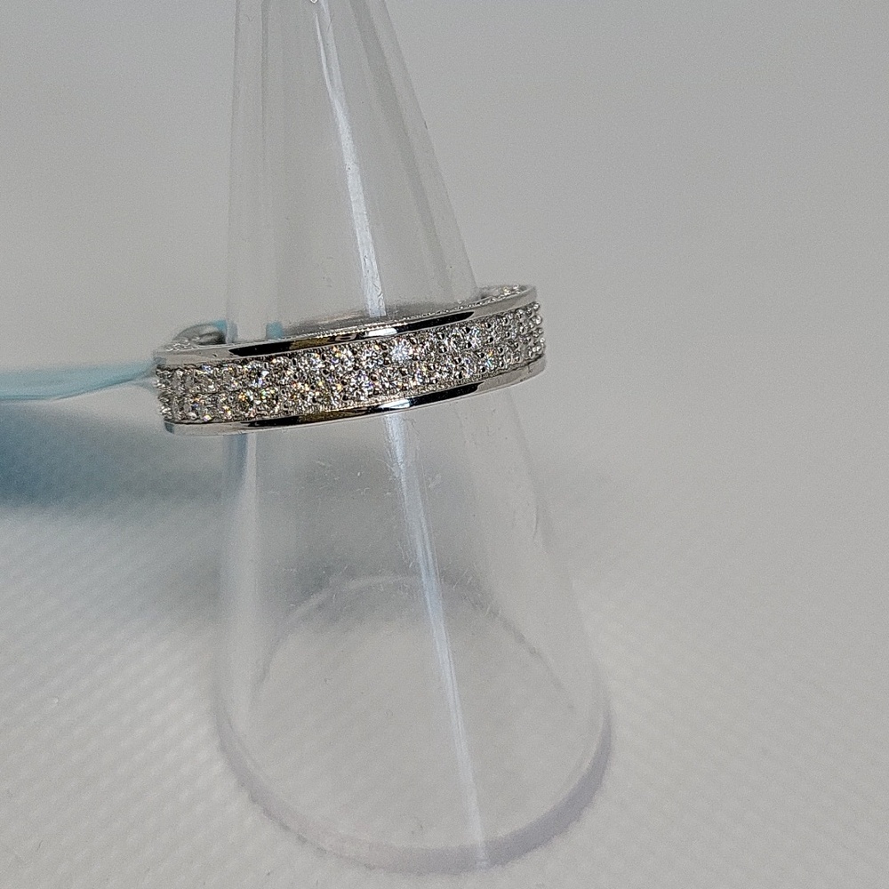Dazzling Double Row Pave Eternity Band - Picture 4 of 6